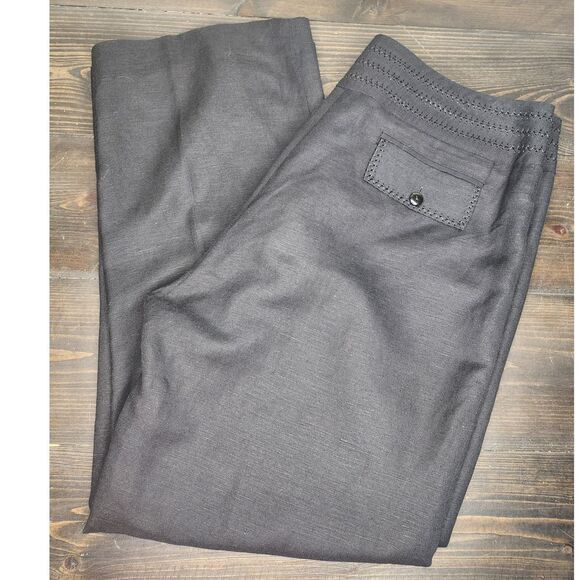 Mercer & Madison Linen Blend Crop Pants Size 8 Black Front Zip Flat Front‎ - Picture 1 of 11